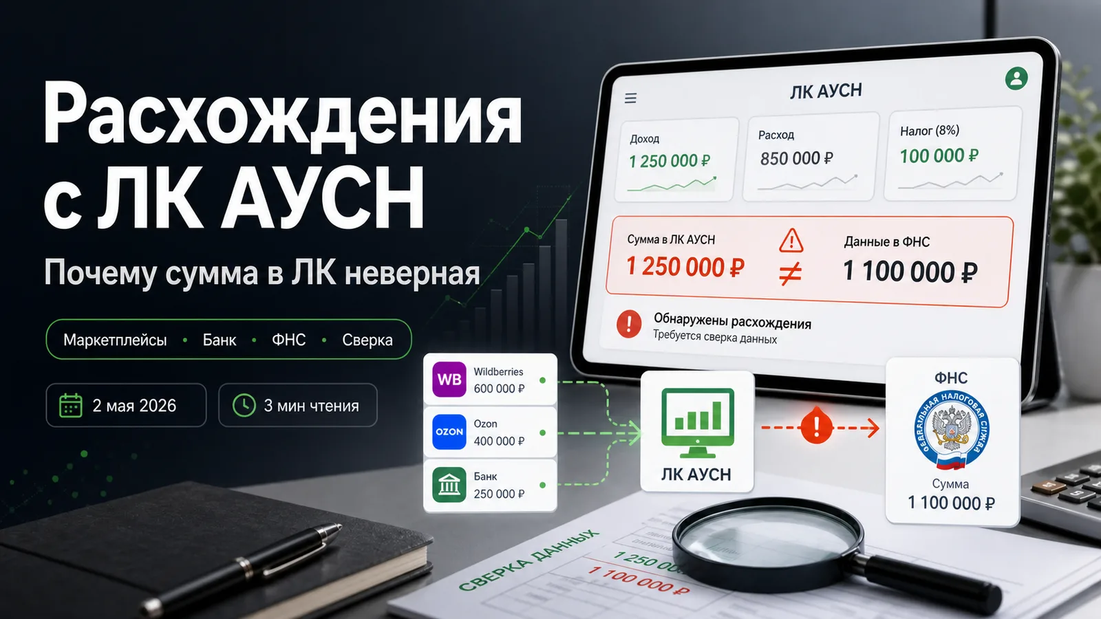 Расхождения с Личным Кабинетом АУСН: почему сумма в ЛК неверная